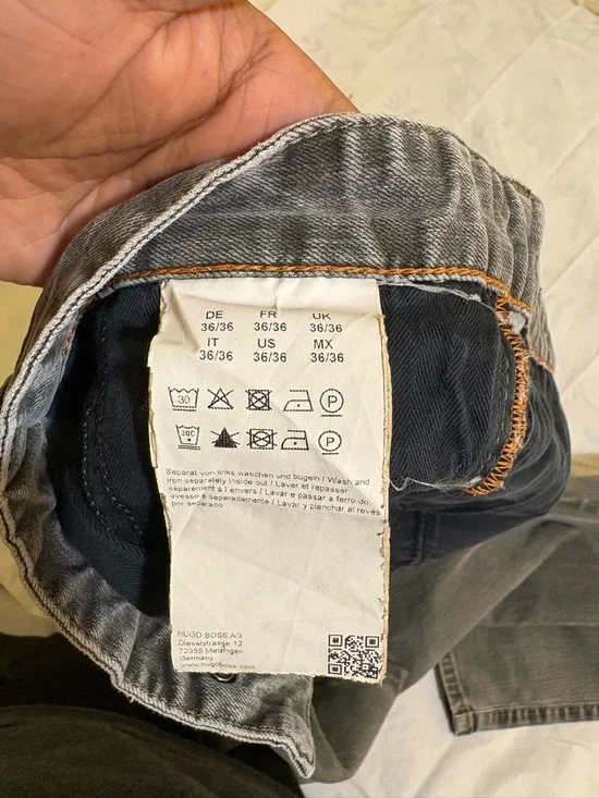 Hugo Boss BOSS Gray Denim Jeans Men’s 36x36 Slim Straight Washed Designer Pants - Picture 12 of 13